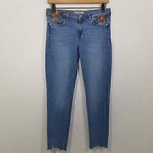 Zara Embroidered Stretch Skinny Jeans Size 6